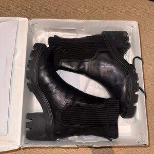 ALDO Black Leather Ankle Boots